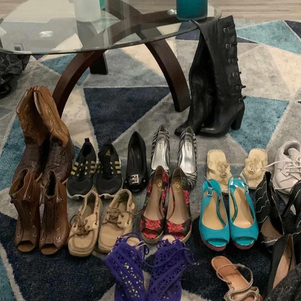 Variety of names brand shoes